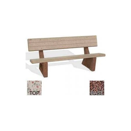 Bohlmann 72in Commercial Concrete Bench, Polished White Bench/Red Quartzite Frame BB-72GC-POLI WHT-RED